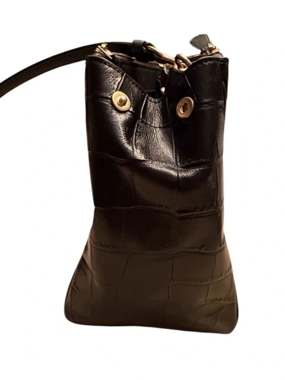 COACH Surrey Carryall Black Croc-Embossed Leather Satchel F48619